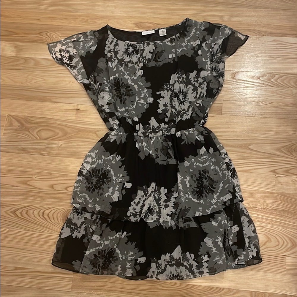 Floral Black and Gray Women's Dress